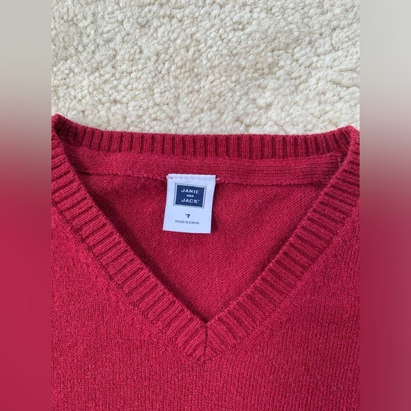 Janie and Jack Size 7 Maroon Sweater - Picture 3 of 5